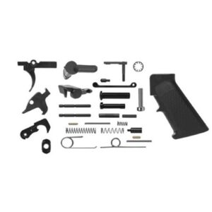 del-ton ar-15 lower parts kit has a trigger, takedon pins, pistol grip, and more