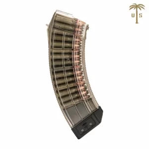 us palm AK30R is a ak47 style magazine with a translucent design and a self cleaning polymer. this is oe that is black